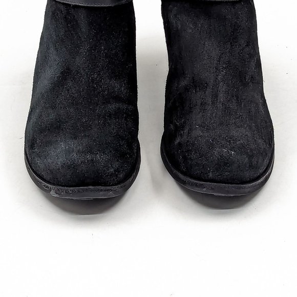 UGG Women Bellame Black Distressed Suede Zip Buckle Ankle Boots size 7 - Picture 12 of 12